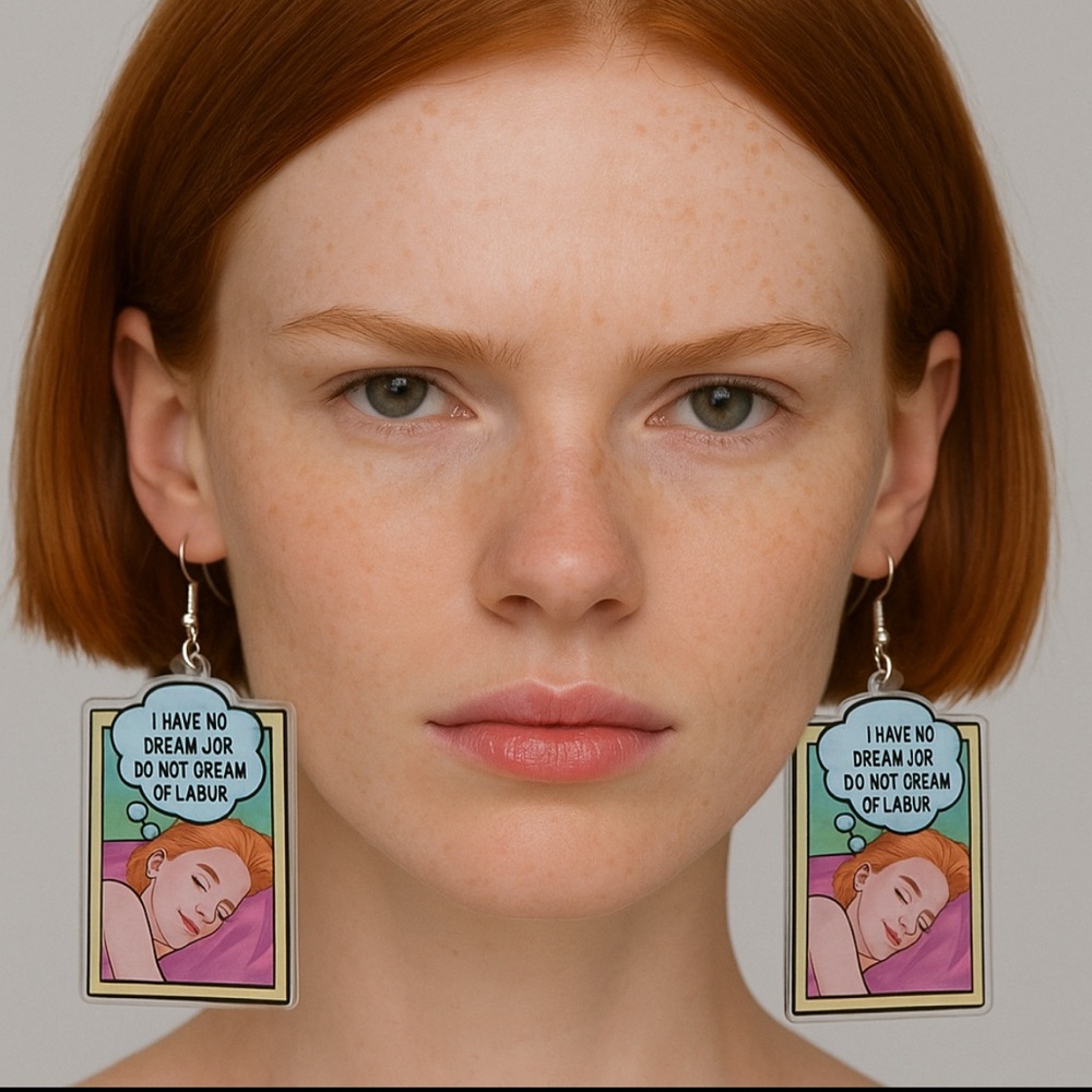 Graphic Comic Dream Job Drop Acrylic Earrings